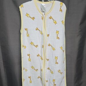 Yellow and White Sleeveless Sleep Sacks with Giraffe Print